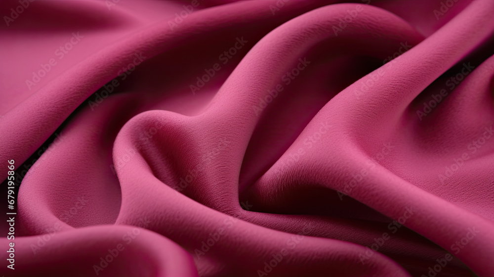 pink satin background, pink silk background, A piece of fabric lies in beautiful waves. layers of French terry pink amaranth textile.