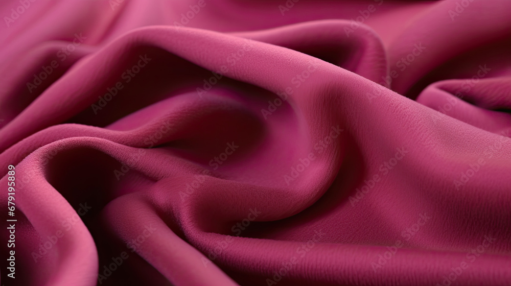 pink satin background, pink silk background, A piece of fabric lies in beautiful waves. layers of French terry pink amaranth textile.