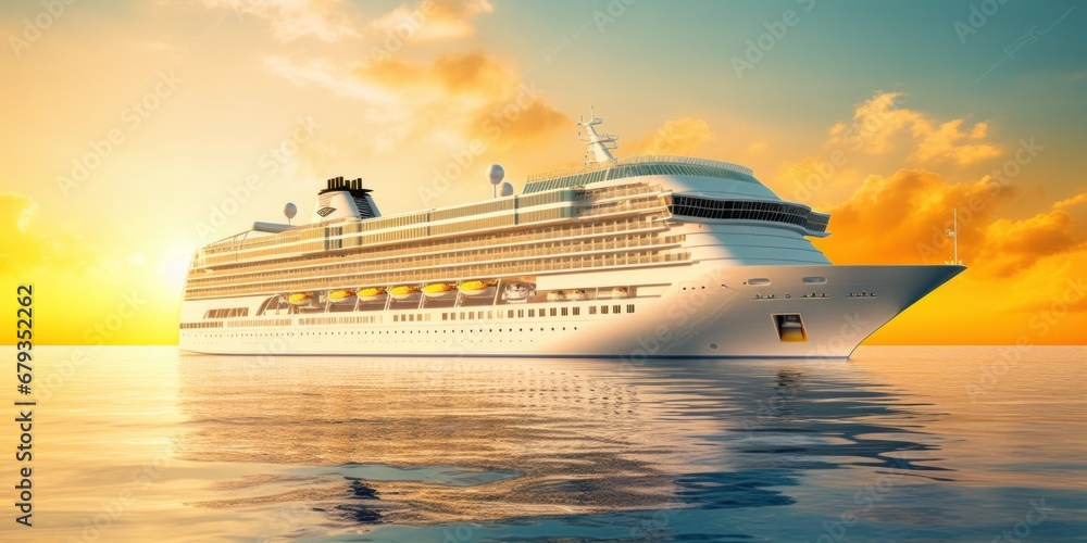 cruise ship at sunset