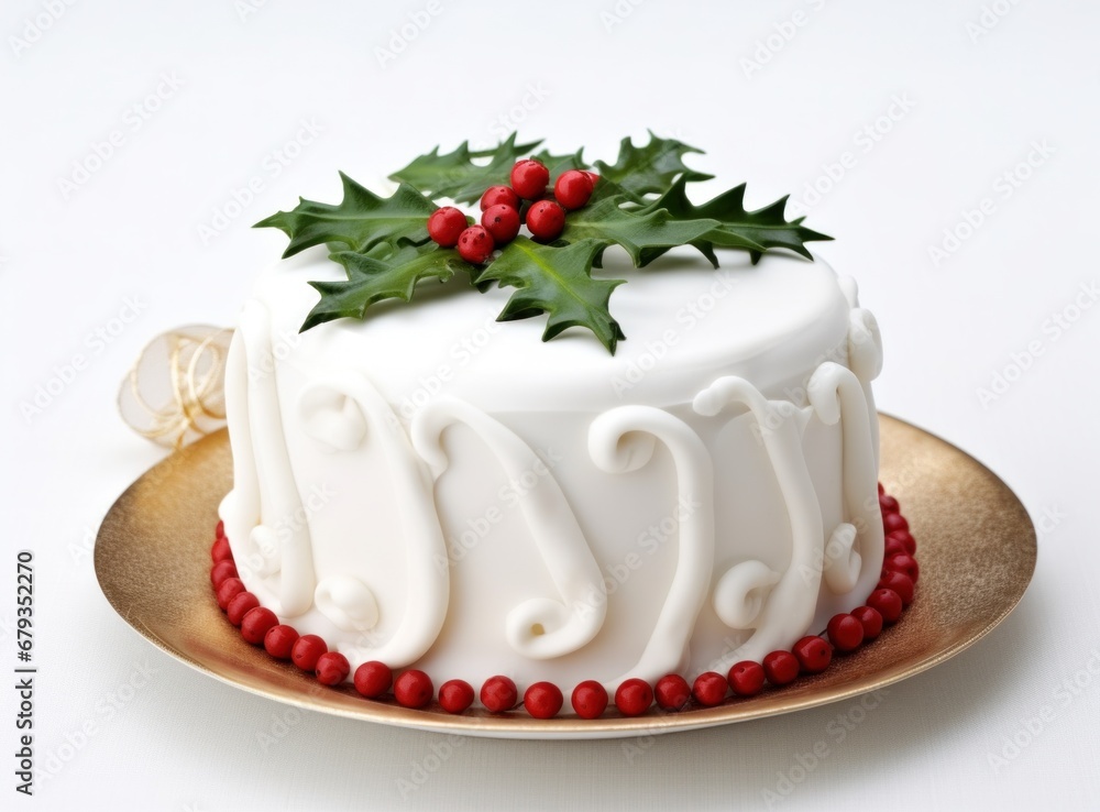 christmas christmas cake with christmas icing.