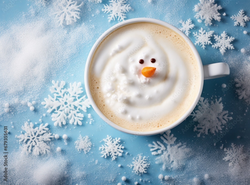 snowman latte for winter holiday