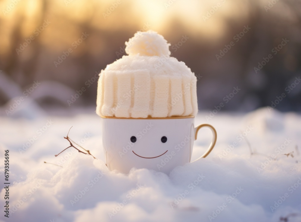 marshmallow christmas hat of marshmallow in a coffee mug