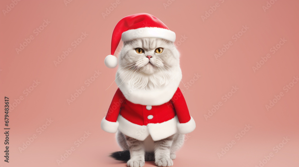 Cat in a Santa Claus costume for Christmas