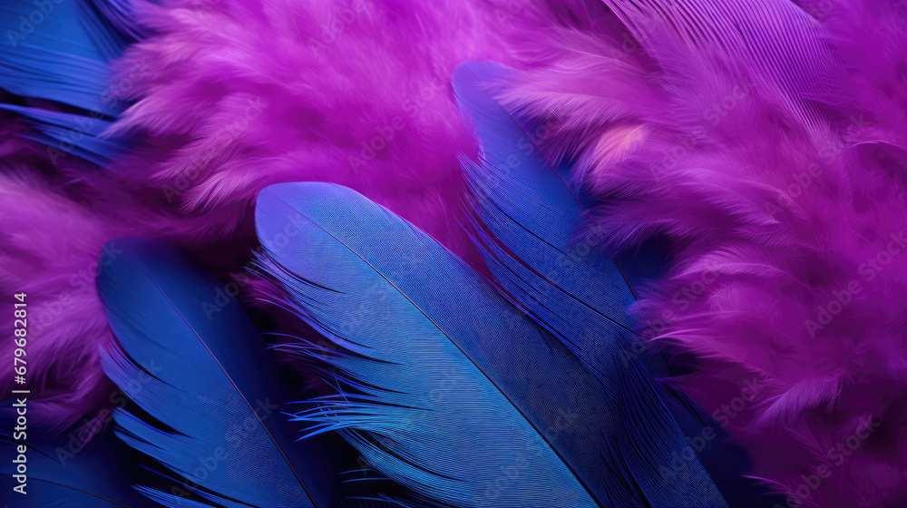  blue and purple feathers close up details