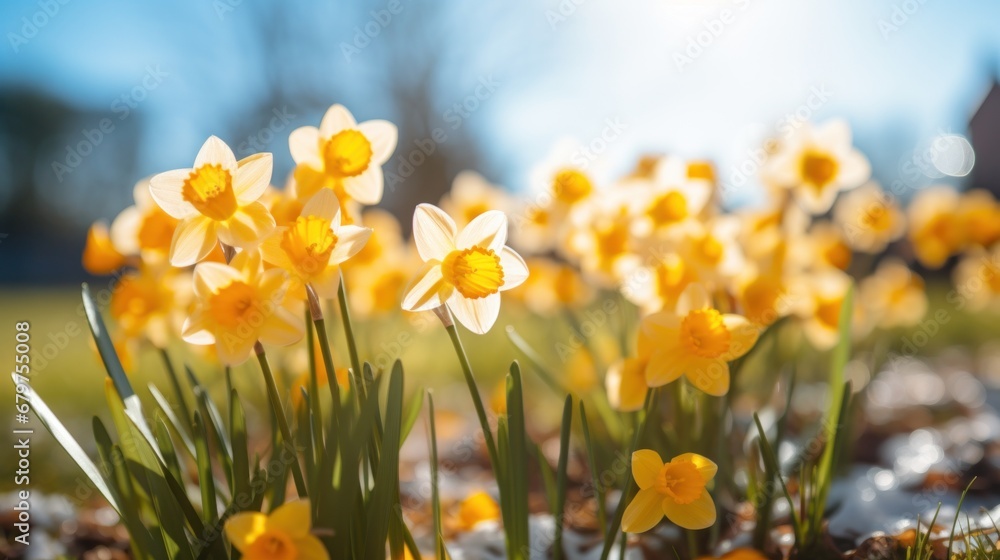 spring flowers under the snow