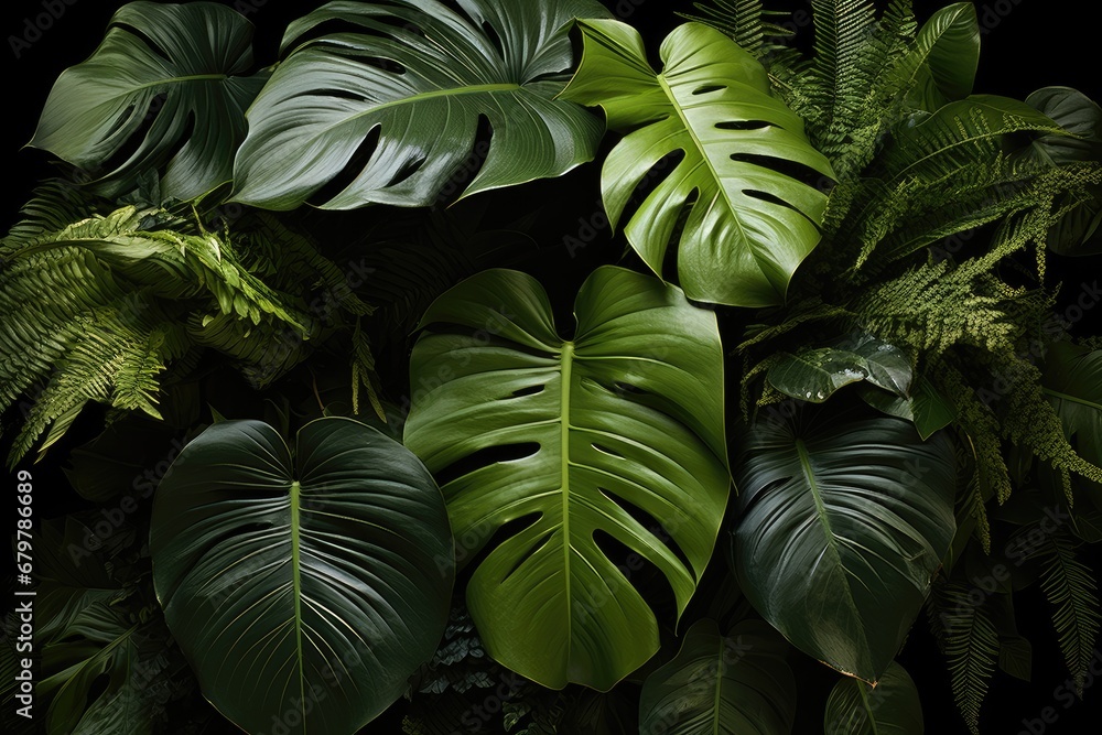 Tropical plants in a bundle together, Tropical leaves.