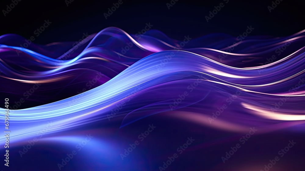 Digital blue purple particles wave and light abstract background, abstract background with waves, 3d Neon Wave Background	 