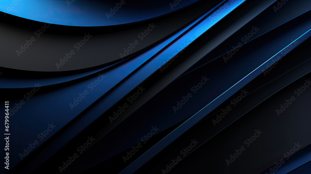 black blue abstract background, futuristic design, 3d modern technology background. Modern black and blue abstract background with a minimalistic design