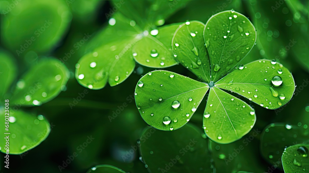 st patrick clover, Close up of lucky four leaf clover shamrock, green leaves