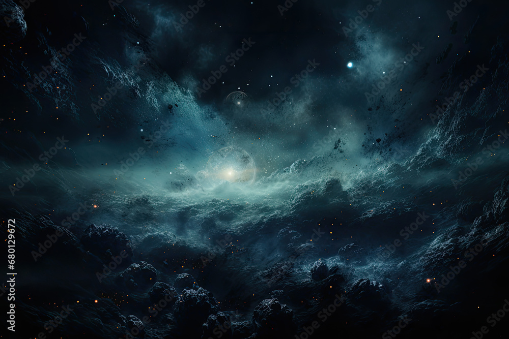 background with stars and space,Stars on a Dark Blue Night Sky, The cosmos filled with countless stars, blue space	 