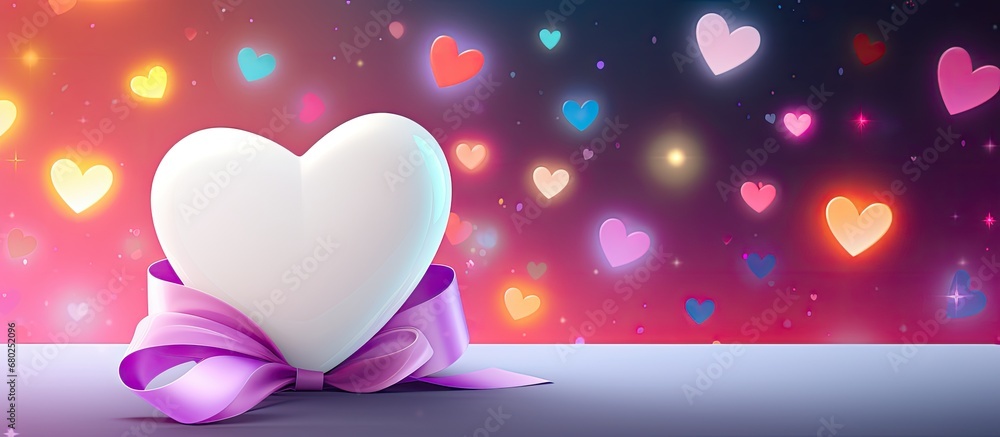 abstract illustration, a white heart-shaped icon stands out against the isolated background, symbolizing love and happiness at a wedding party or birthday celebration, accompanied by colorful stars