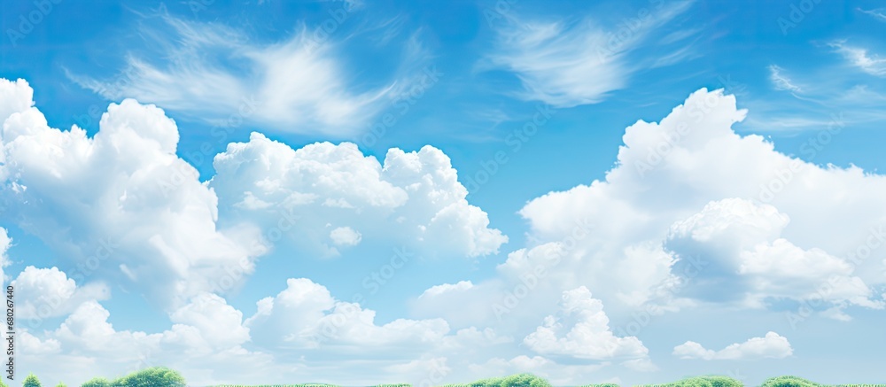 The abstract beauty of natures colors is reflected in the blue sky, with white fluffy clouds floating like paintings on a summer day a backdrop that accentuates the stunning contrast of the vibrant