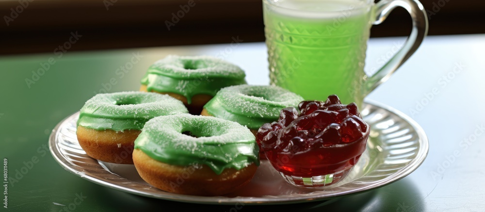 morning, John enjoyed a cup of green coffee as he indulged in his favorite red gelatin dessert, complemented by a variety of sweets like biscuits, cakes, and pies. With a plate of diced vegetables on