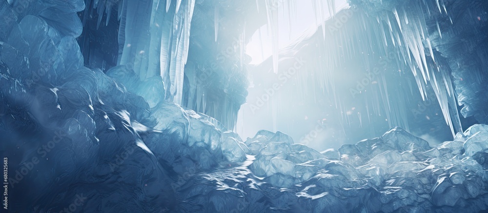 In the heart of the winter, a white couple explored the frozen cave, surrounded by glistening stalactites and stalagmites made of crystalline ice. The underground mine revealed a dazzling sight with