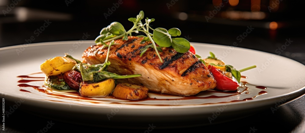 At the table, a plate full of grilled chicken and an assortment of vibrant vegetables was a feast for the eyes and the taste buds, as the healthy meal showcased the culinary artistry of the cook and