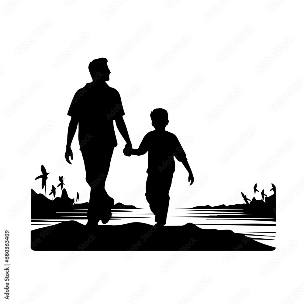 Father And Son Silhouete