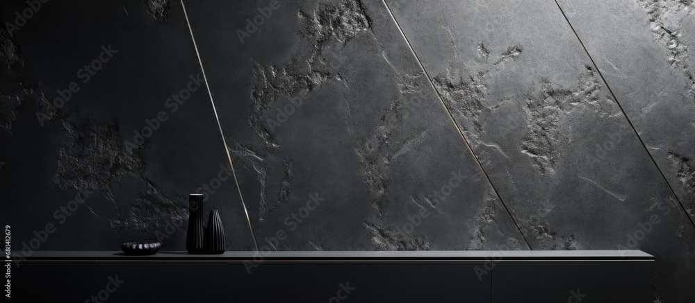 The new abstract wallpaper design captivated their attention with its beautiful color palette of black, silver, and metallic shades, depicting a mesmerizing texture reminiscent of a stainless steel