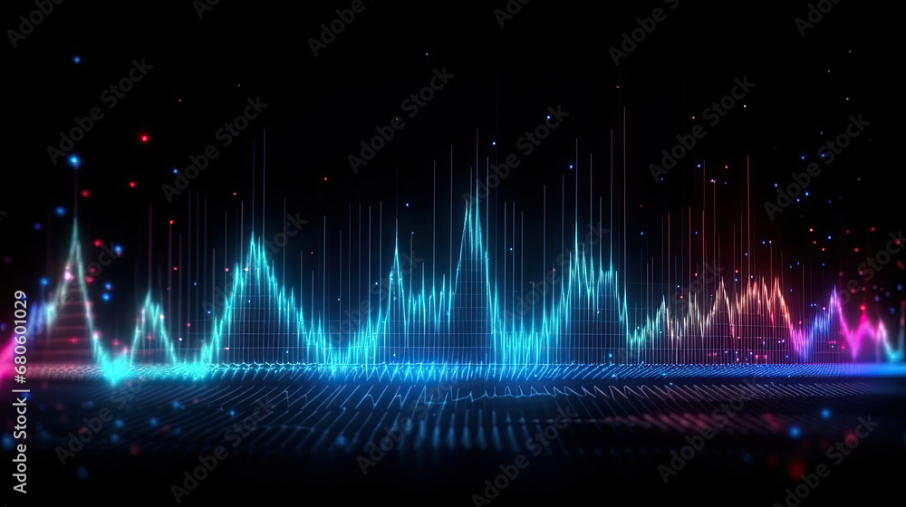 Abstract background with equalizer effect. Neon lights. Sound wave,abstract glowing lines, futuristic, abstract technology