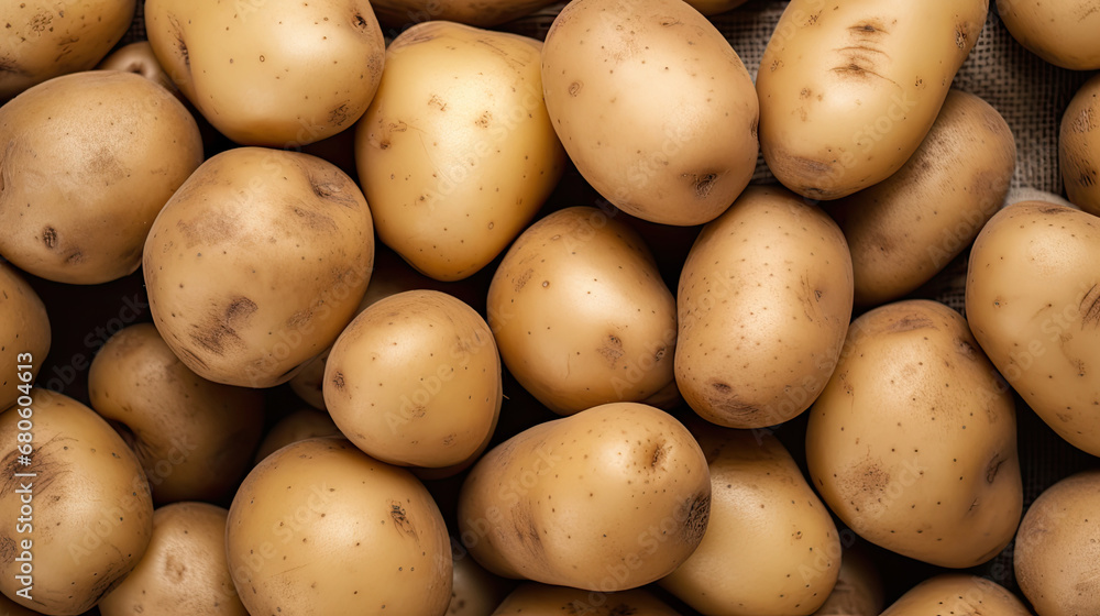 Close-up of a fresh raw potatoes background, potatoes on the market