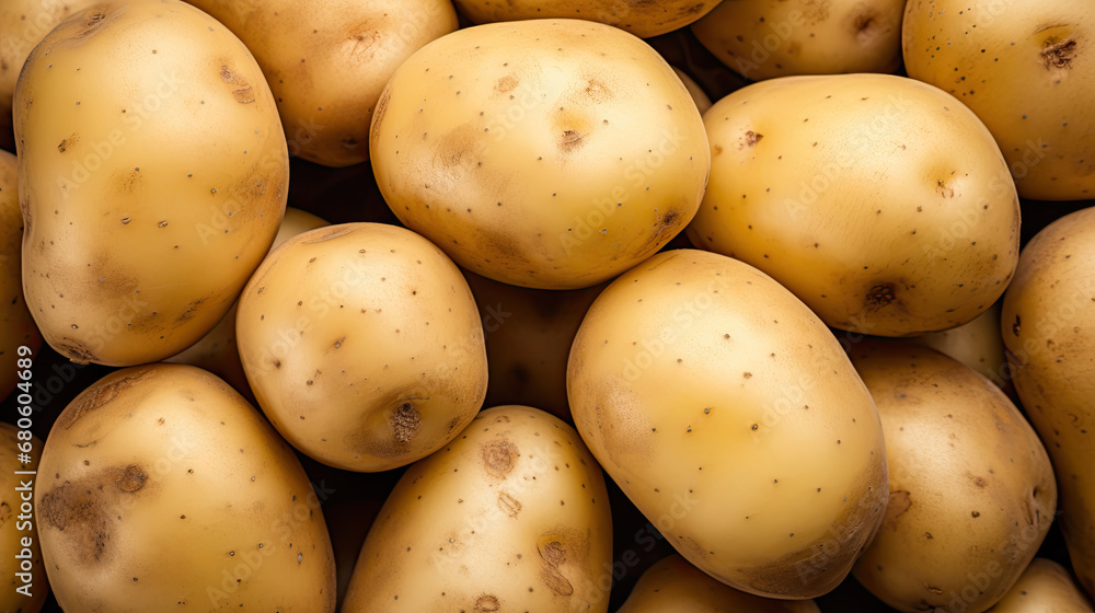 Close-up of a fresh raw potatoes background, potatoes on the market