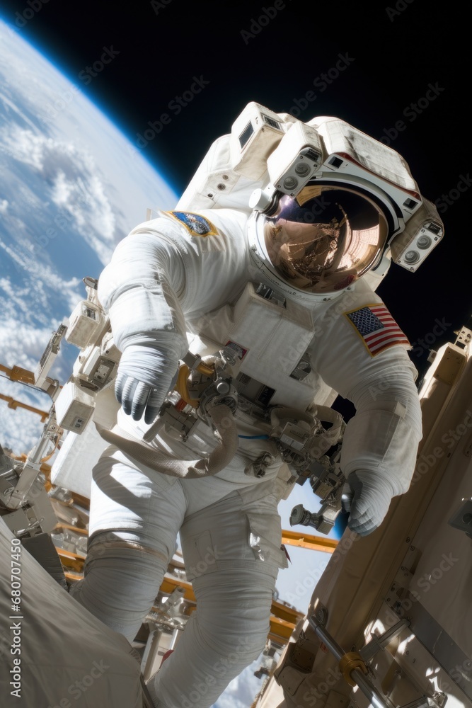 Astronaut performing maintenance on the International Space Station