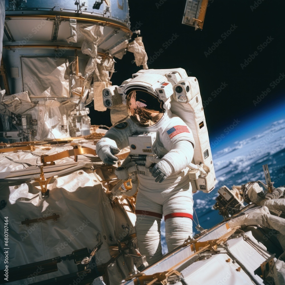 Astronaut performing maintenance on the International Space Station