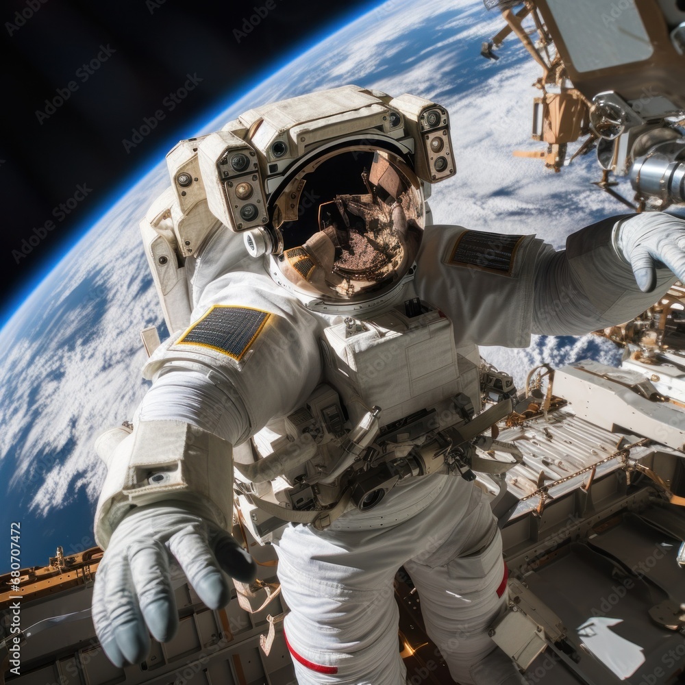 Astronaut performing maintenance on the International Space Station