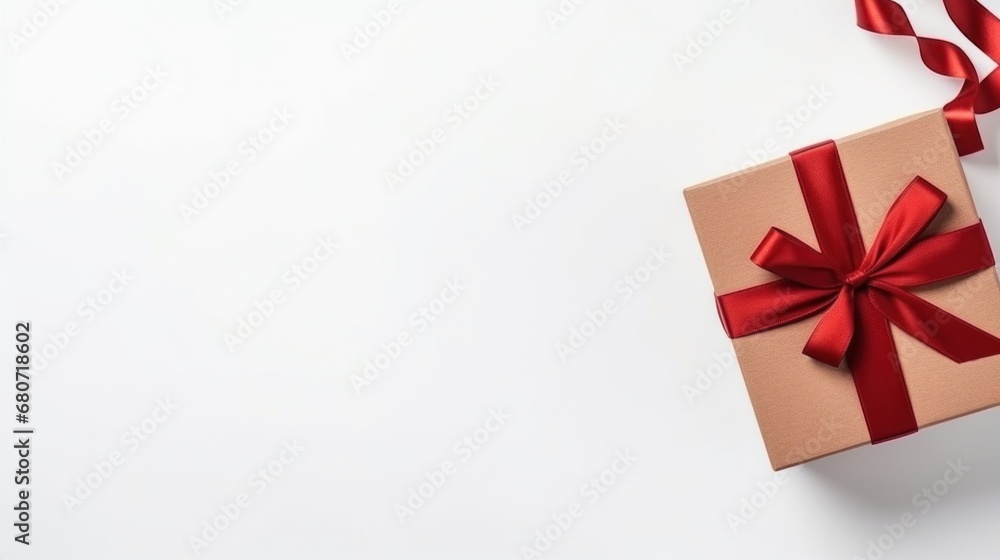 small bouquet of red flowers on a white background with a gift box