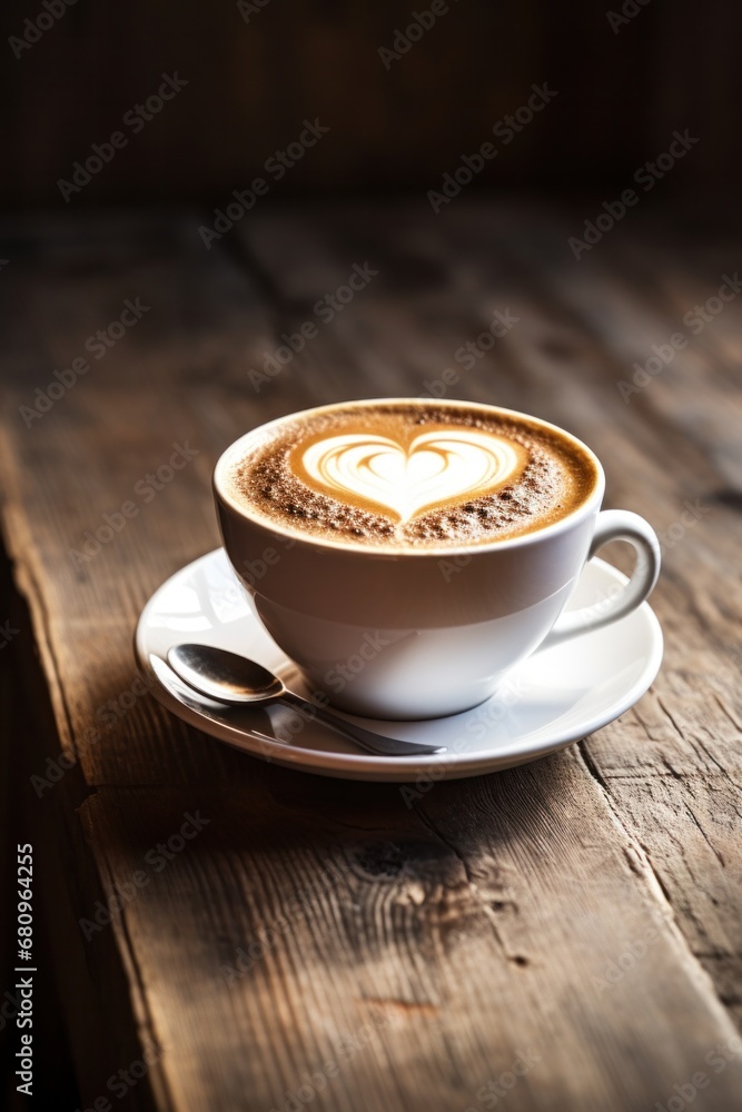 a steaming cup of coffee with a heart-shaped foam design on top,