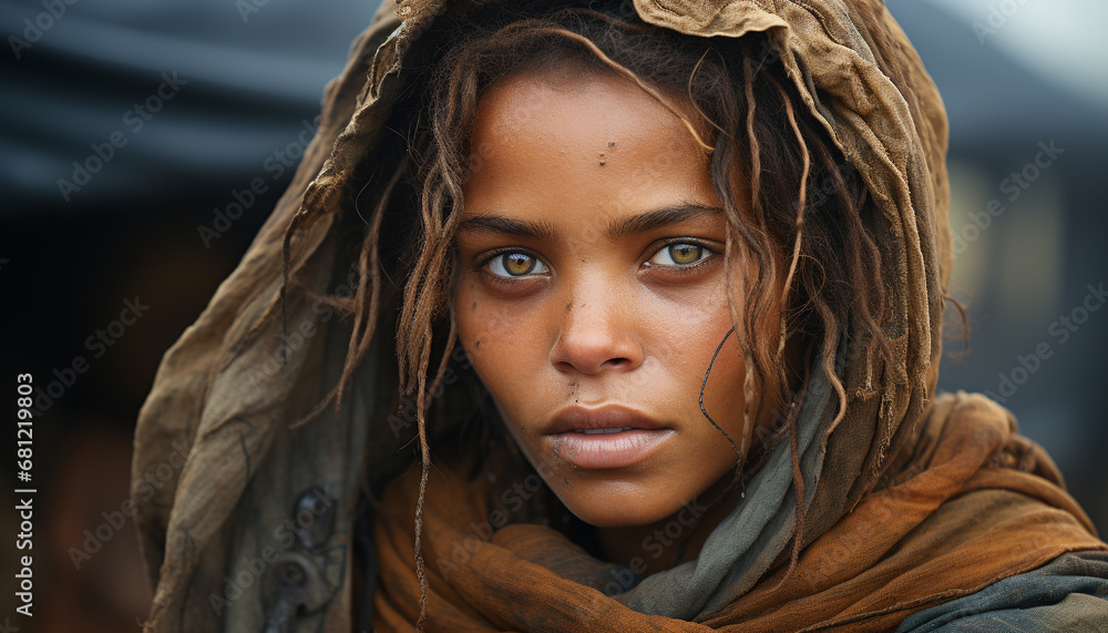 Young woman, confident and smiling, looking at the camera generated by AI