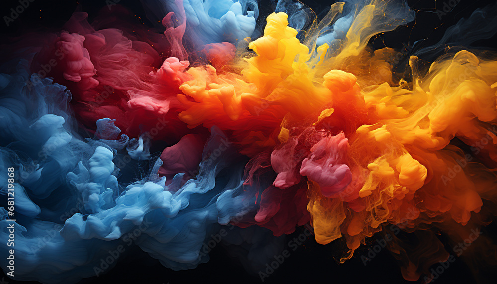 Abstract colors exploding in a vibrant wave of creativity generated by AI