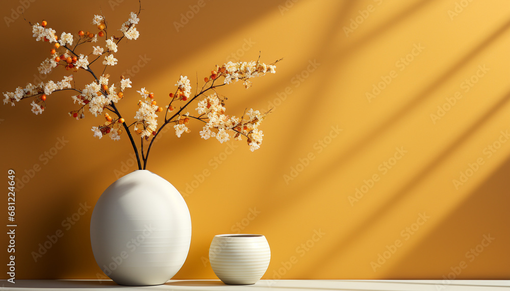 Yellow flower in vase brings nature beauty to domestic room generated by AI