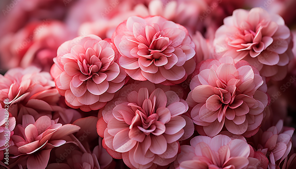 Vibrant pink peony blossoms bring elegance to a formal garden generated by AI