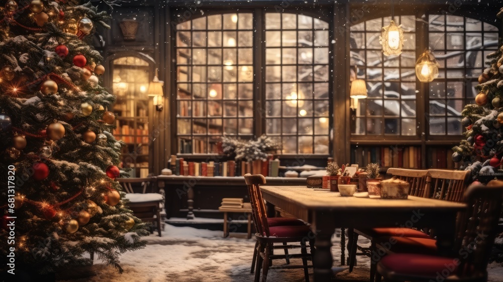 A Christmas book cafe.