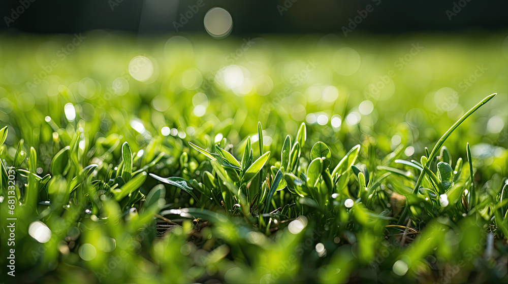 green grass background, Green lawn with fresh grass outdoors. Nature spring grass background texture