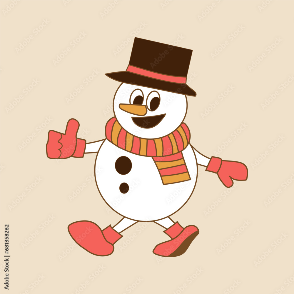 Cute snowman on beige background