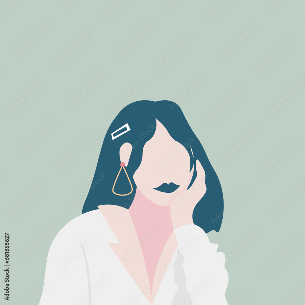 Cool fashionable woman on light blue background