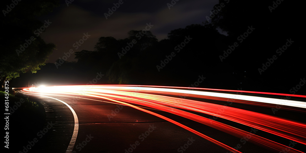 Rush of Twilight: Streaks of Speed. Speed light trails, Colorful glowing swirls. Generative AI