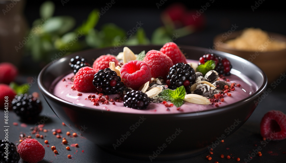 Healthy eating Fresh fruit bowl with yogurt and granola generated by AI