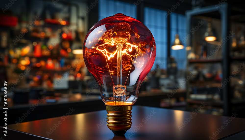 Bright ideas illuminate the table, sparking innovation and creativity generated by AI