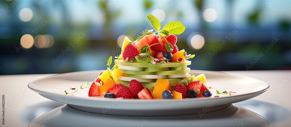 At the health-conscious restaurant, the impeccably presented menu showcased enticing dishes such as the vibrant Kiwi-Apple-Peach Salad, complete with diced strawberry, drizzled with a succulent syrup