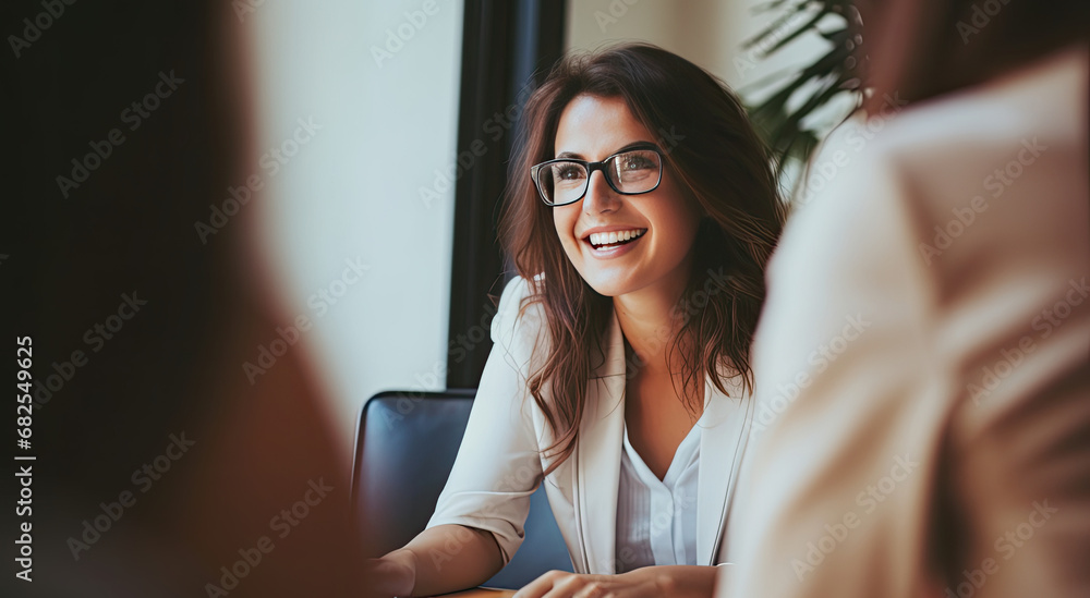 Meeting with a friend at a business lunch. Business people at a business meeting. Successful negotiations. Interview with a job applicant. Colleagues are discussing something. Illustration for design.