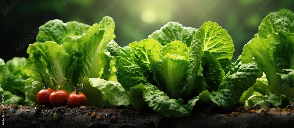 Amidst the lush green garden, a vibrant leaf gently dances in the breeze, epitomizing the texture of natures bountiful offerings - organic vegetables, bursting with health, grown on a sustainable